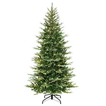 PULEO INTERNATIONAL 7.5-ft. Pre-Lit Slim Balsam Fir Artificial Christmas Tree