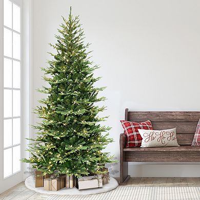 Puleo International 7.5-ft. Pre-Lit Slim Balsam Fir Artificial ...