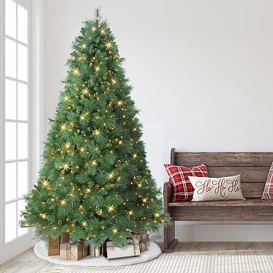 PULEO INTERNATIONAL 7.5-ft. Pre-Lit Christmas Tradition Pine Artificial Tree