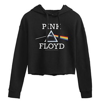 Juniors' Pink Floyd Rainbow Prism Logo Cropped Graphic Hoodie