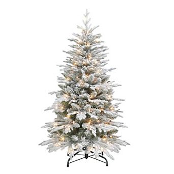 PULEO INTERNATIONAL 4.5-ft. Pre-Lit Flocked Slim Northern Fir Artificial Christmas Tree