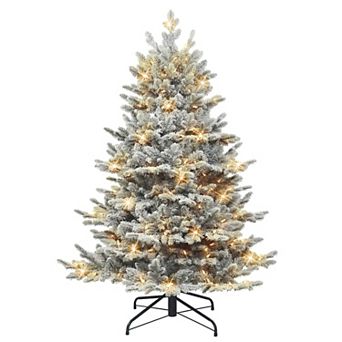 PULEO INTERNATIONAL 4.5-ft. Pre-Lit Flocked Royal Majestic Douglas Fir Downswept Artificial Christmas Tree