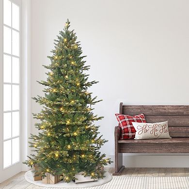 PULEO INTERNATIONAL 6.5-ft. Pre-Lit Slim Royal Majestic Douglas Fir Downswept Artificial Christmas Tree