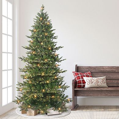 PULEO INTERNATIONAL 7.5-ft. Pre-Lit Slim Royal Majestic Douglas Fir Downswept Artificial Christmas Tree