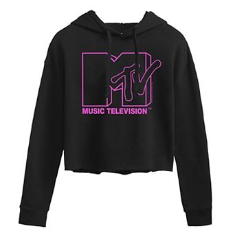 Juniors' MTV Logo Pink Cropped Graphic Hoodie