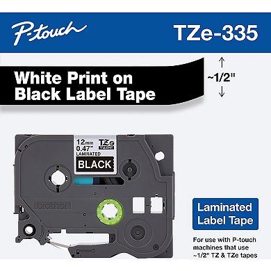 Brother TZe Black Print on White Laminated Label Tape for P-Touch Label Maker