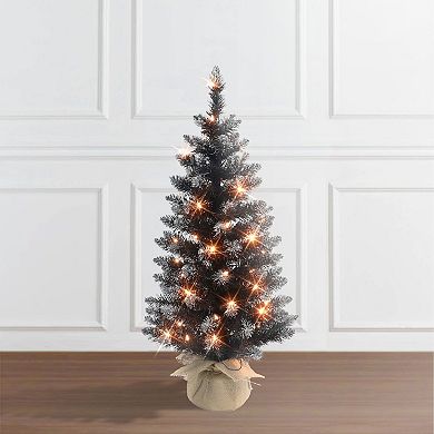 PULEO INTERNATIONAL 3-ft. Pre-Lit Black Artificial Christmas Tree