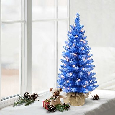PULEO INTERNATIONAL 3-ft. Pre-Lit Fashion Blue Artificial Christmas Tree