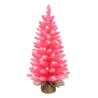 PULEO INTERNATIONAL 3-ft. Pre-Lit Fashion Pink Artificial Christmas Tree