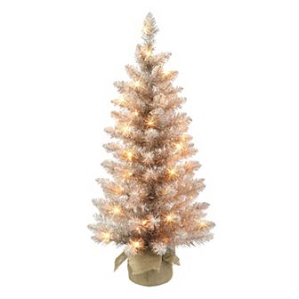 PULEO INTERNATIONAL 3-ft. Pre-Lit Rose Gold Artificial Christmas Tree