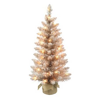 PULEO INTERNATIONAL 3-ft. Pre-Lit Rose Gold Artificial Christmas Tree