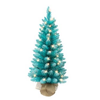 PULEO INTERNATIONAL 3-ft. Pre-Lit Fashion Teal Artificial Christmas Tree
