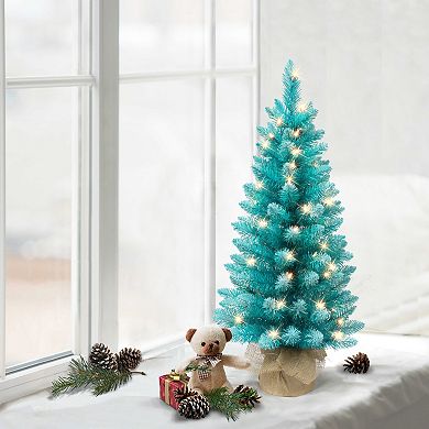 PULEO INTERNATIONAL 3-ft. Pre-Lit Fashion Teal Artificial Christmas Tree