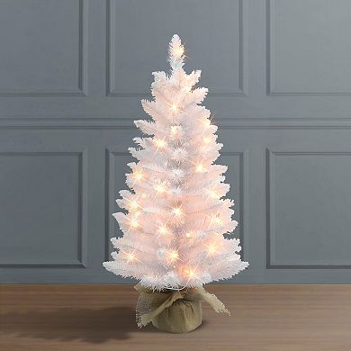 PULEO INTERNATIONAL 3-ft. Pre-Lit White Artificial Christmas Tree