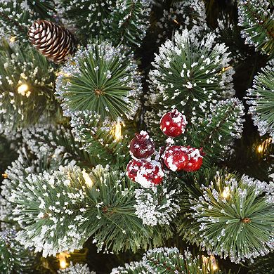PULEO INTERNATIONAL 6.5-ft. Pre-Lit Snowy Valley Pine Artificial Christmas Tree