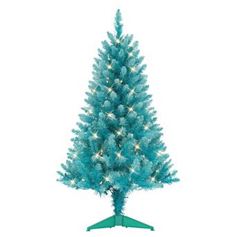 PULEO INTERNATIONAL 4-ft. Pre-Lit Fashion Teal Artificial Christmas Tree