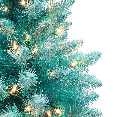 PULEO INTERNATIONAL 4-ft. Pre-Lit Fashion Teal Artificial Christmas Tree