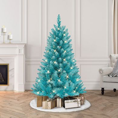 PULEO INTERNATIONAL 4-ft. Pre-Lit Fashion Teal Artificial Christmas Tree