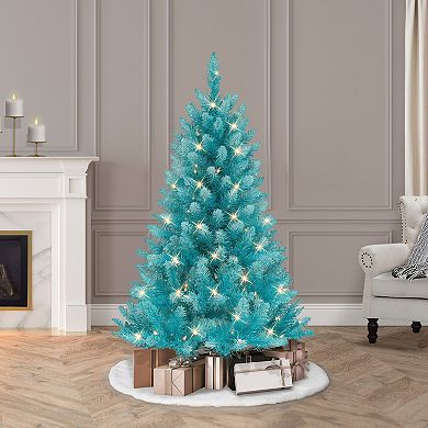 PULEO INTERNATIONAL 4-ft. Pre-Lit Fashion Teal Artificial Christmas Tree