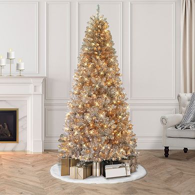 PULEO INTERNATIONAL 7.5-ft. Pre-Lit Rose Gold Artificial Christmas Tree