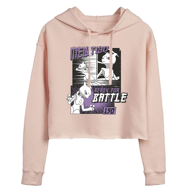 Juniors Pokémon Mewtwo Cropped Graphic Hoodie, Girls, Size: Small, Light