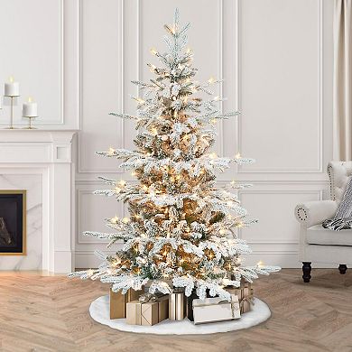 PULEO INTERNATIONAL 4.5-ft. Pre-Lit Flocked Utah Fir Artificial Christmas Tree