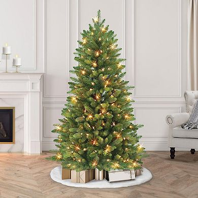 PULEO INTERNATIONAL 4.5-ft. Pre-Lit Slim Westford Spruce Artificial Christmas Tree