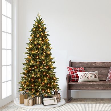 PULEO INTERNATIONAL 6.5-ft. Pre-Lit Slim Westford Spruce Artificial Christmas Tree