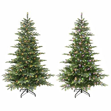 PULEO INTERNATIONAL 7.5-ft. Pre-Lit Aspen Green Fir Artificial Christmas Tree