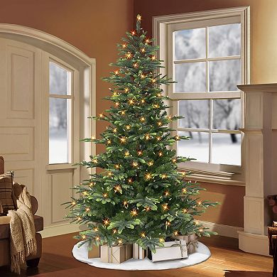 PULEO INTERNATIONAL 7.5-ft. Pre-Lit Aspen Green Fir Artificial Christmas Tree
