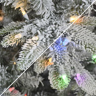 PULEO INTERNATIONAL 7.5-ft. Pre-Lit Flocked Aspen Fir Artificial Christmas Tree