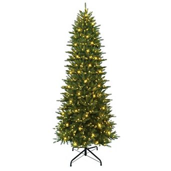 PULEO INTERNATIONAL 10-ft. Pre-Lit Slim Fraser Fir Artificial Christmas Tree