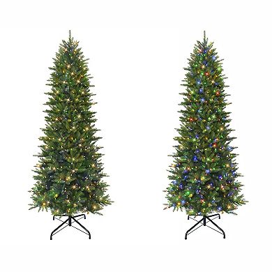 PULEO INTERNATIONAL 10-ft. Pre-Lit Slim Fraser Fir Artificial Christmas Tree