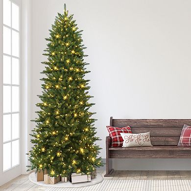PULEO INTERNATIONAL 10-ft. Pre-Lit Slim Fraser Fir Artificial Christmas Tree