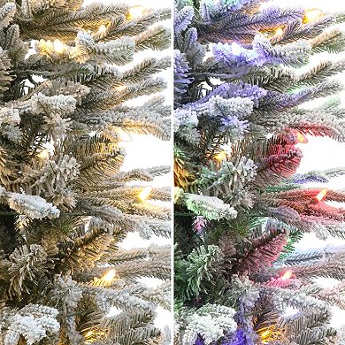 PULEO INTERNATIONAL 6-ft. Pre-Lit Potted Flocked Arctic Fir Pencil Artificial Christmas Tree