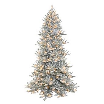 PULEO INTERNATIONAL 7.5-ft. Pre-Lit Flocked Royal Majestic Douglas Fir Downswept Artificial Christmas Tree