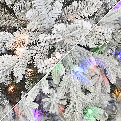 Puleo International 7.5-ft. Pre-Lit Flocked Royal Majestic Douglas Fir Downswept Artificial Christmas Tree