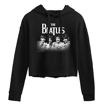 Juniors' The Beatles Group Shot Cropped Graphic Hoodie