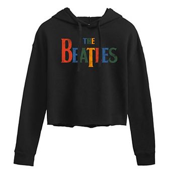 Juniors' The Beatles Logo Cropped Graphic Hoodie