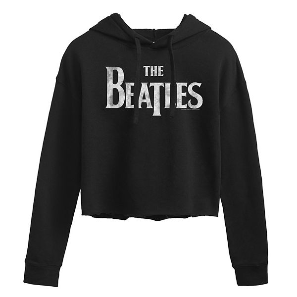 Juniors' The Beatles Basic Logo Cropped Graphic Hoodie