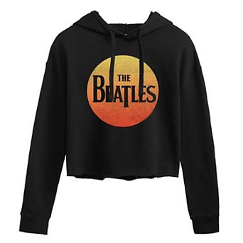 Juniors' The Beatles Sun Logo Cropped Graphic Hoodie