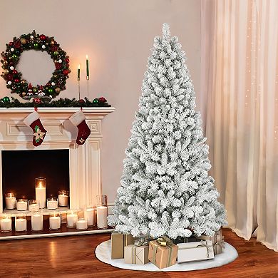 PULEO INTERNATIONAL 6.5-ft. Flocked Virginia Pine Artificial Christmas Tree