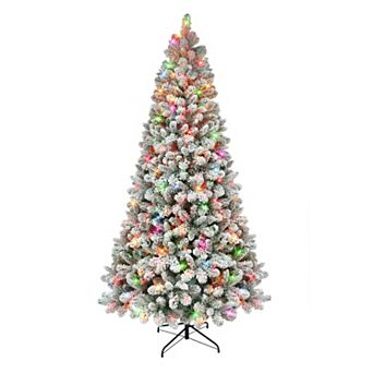 PULEO INTERNATIONAL 6.5-ft. Pre-Lit Flocked Virginia Pine Artificial Christmas Tree
