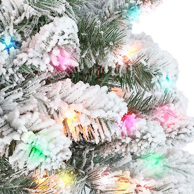 Puleo International 6.5-ft. Pre-Lit Flocked Virginia Pine Artificial Christmas Tree