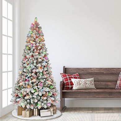 Puleo International 6.5-ft. Pre-Lit Flocked Virginia Pine Artificial Christmas Tree