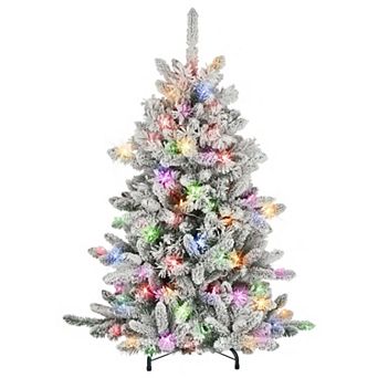 PULEO INTERNATIONAL 4.5-ft. Pre-Lit Flocked ‎Bennington Fir Artificial Christmas Tree