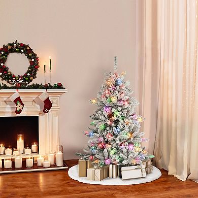 PULEO INTERNATIONAL 4.5-ft. Pre-Lit Flocked ‎Bennington Fir Artificial Christmas Tree
