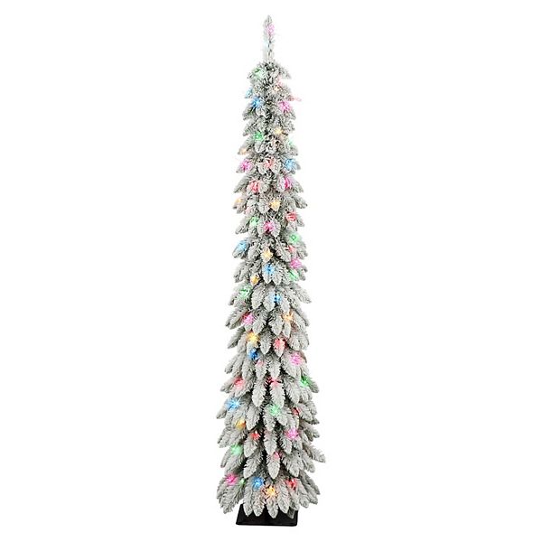 PULEO INTERNATIONAL 6ft. PreLit Flocked Alpine Pencil Artificial