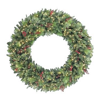 PULEO INTERNATIONAL Pre-Lit Rocky Mountain Spruce Artificial Christmas Wreath