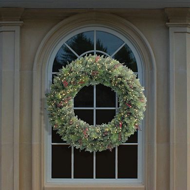 PULEO INTERNATIONAL Pre-Lit Rocky Mountain Spruce Artificial Christmas Wreath
